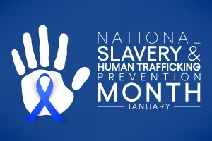 National Slavery and Human Trafficking Prevention Month Logo.