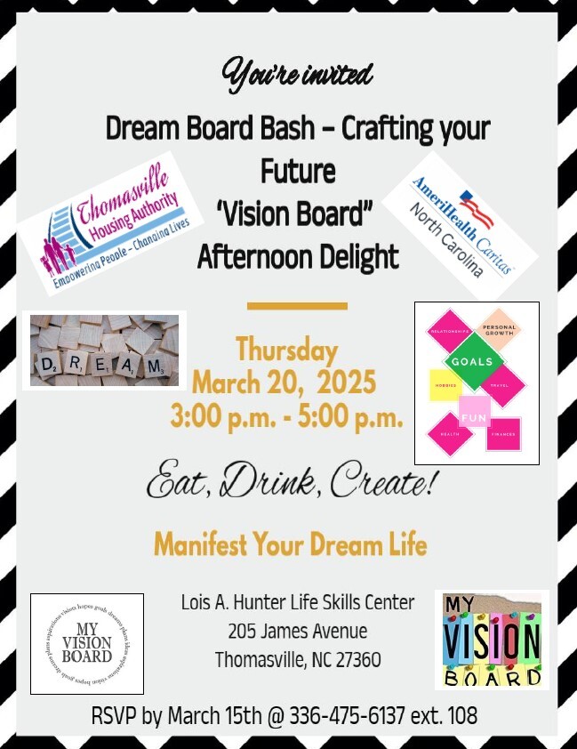 Dream Board Flyer. All information from this flyer is listed above.