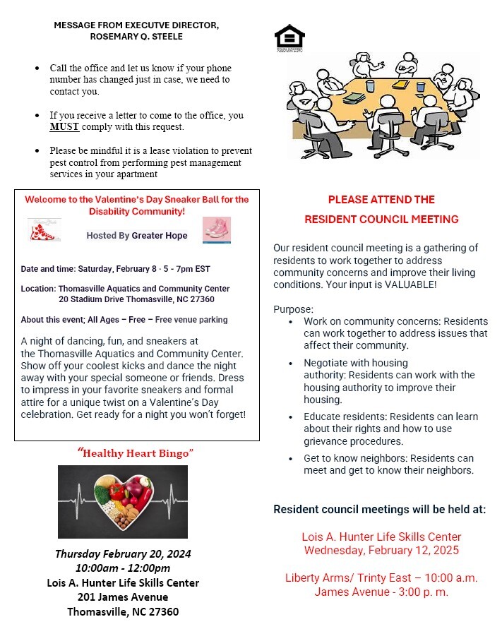 February Newsletter Page 2. All information from page 2 is listed above.